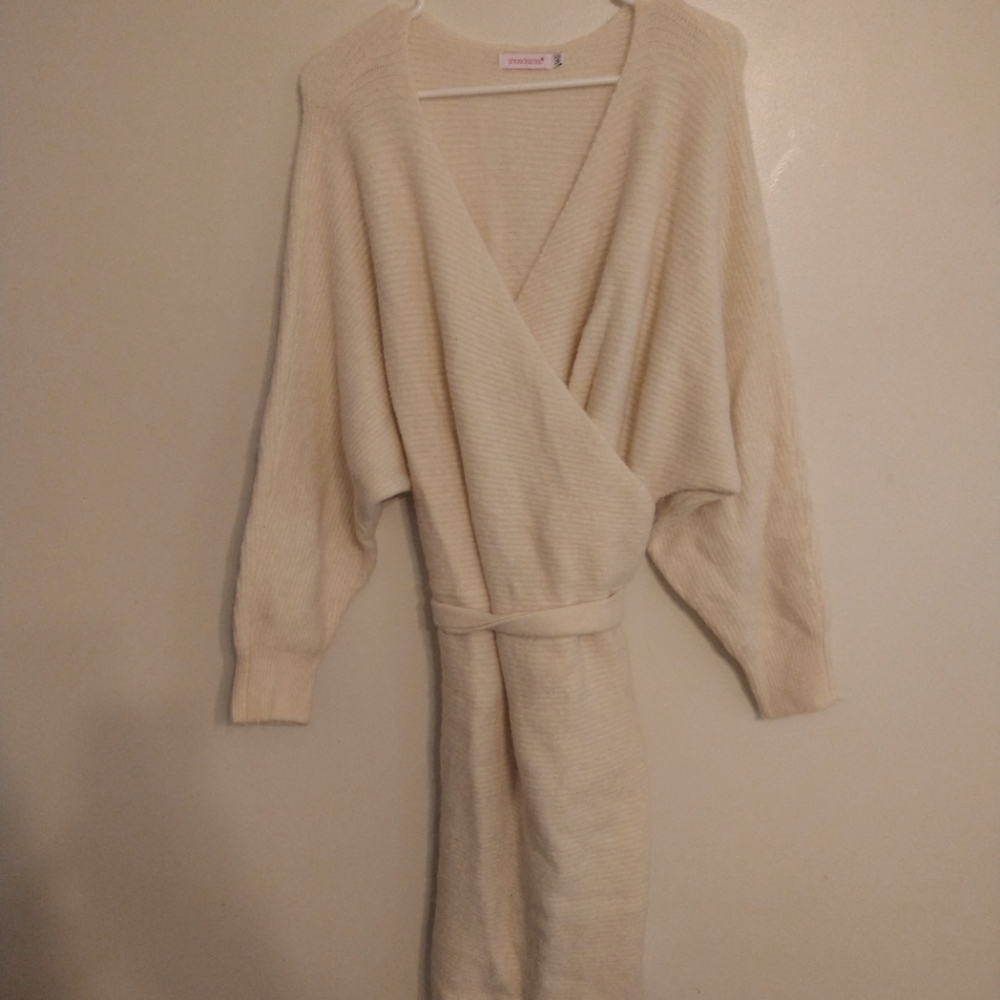 Dolma Wrap Sweater Dress xxl 2xl egret cream